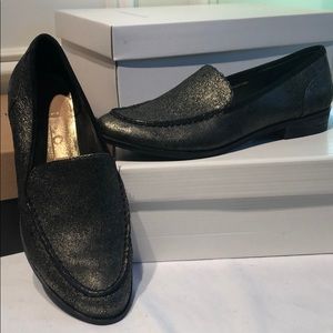 Metallic leather loafers